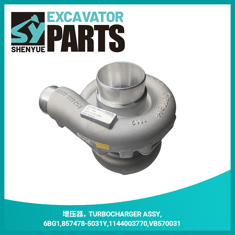 Turbocharger assembly 857478-5031Y for 6BG1 engines, Garrett nameplate visible